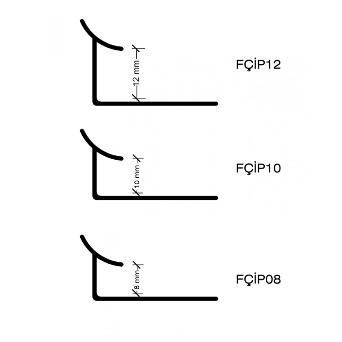 FÇIP12 - 12 mm PVC İç Köşe Fayans Çıtası