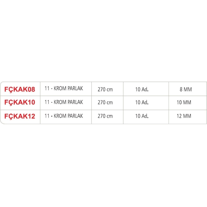 FÇKAK08- 8 MM İKİ YÖNLÜ ALÜM.DIŞ KÖŞE SERAMİK PROFİLLERİ 270 CM