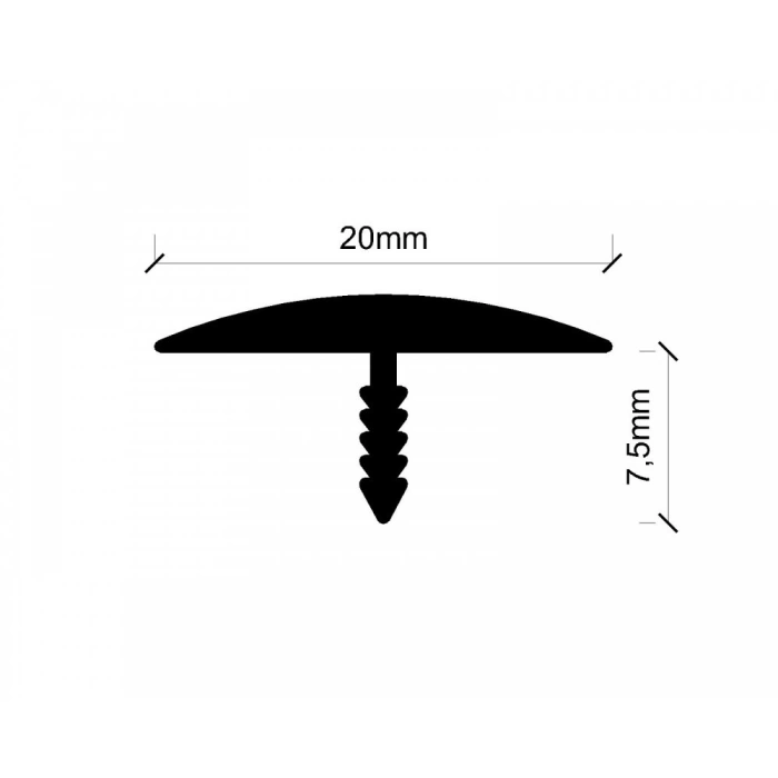 GPRT20 - 20 MM ALÜM. BOMBELİ T PROFİLİ MAT ELOKSAL 270 CM