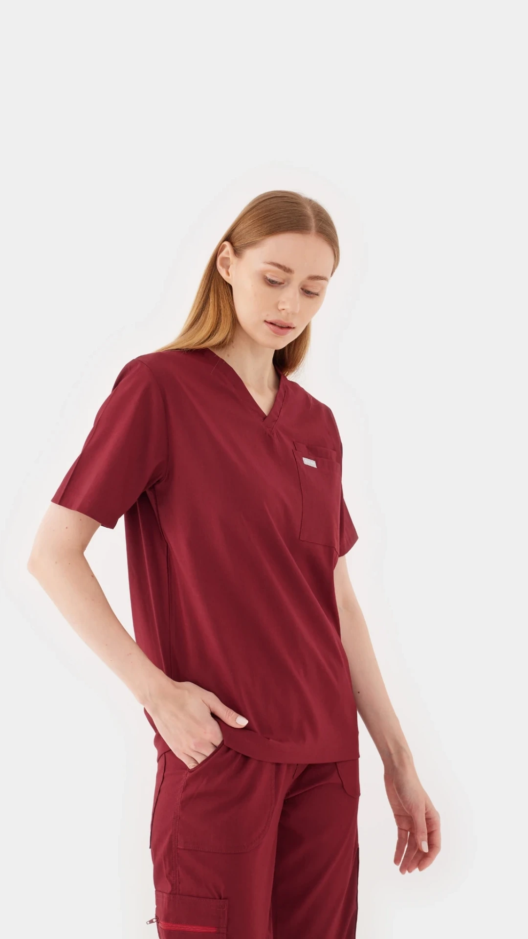 L Y O N -  Bordo Kadın Üst Üniforma (Oversize)