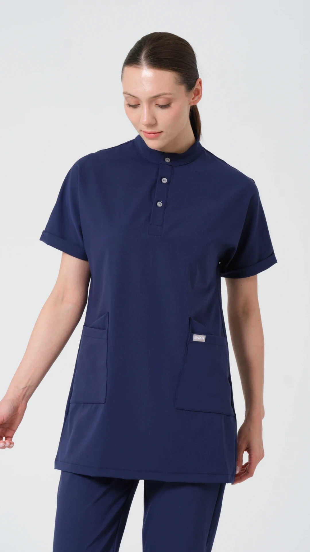 Patrıot Blue (Lacivert) Hemşire Tesettür Üst Üniforma (Elıte)