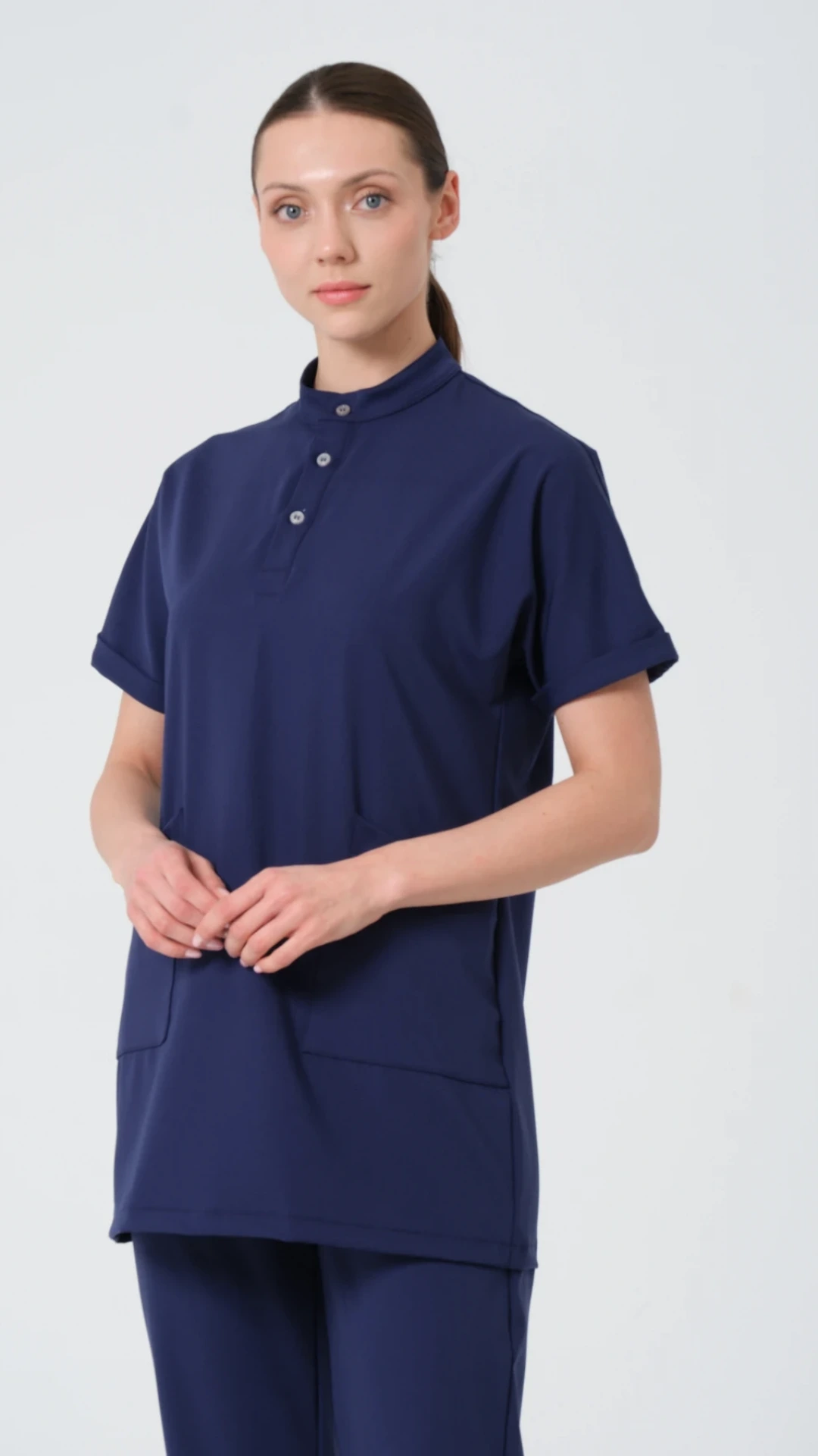 Patrıot Blue (Lacivert) Hemşire Tesettür Üst Üniforma (Elıte)