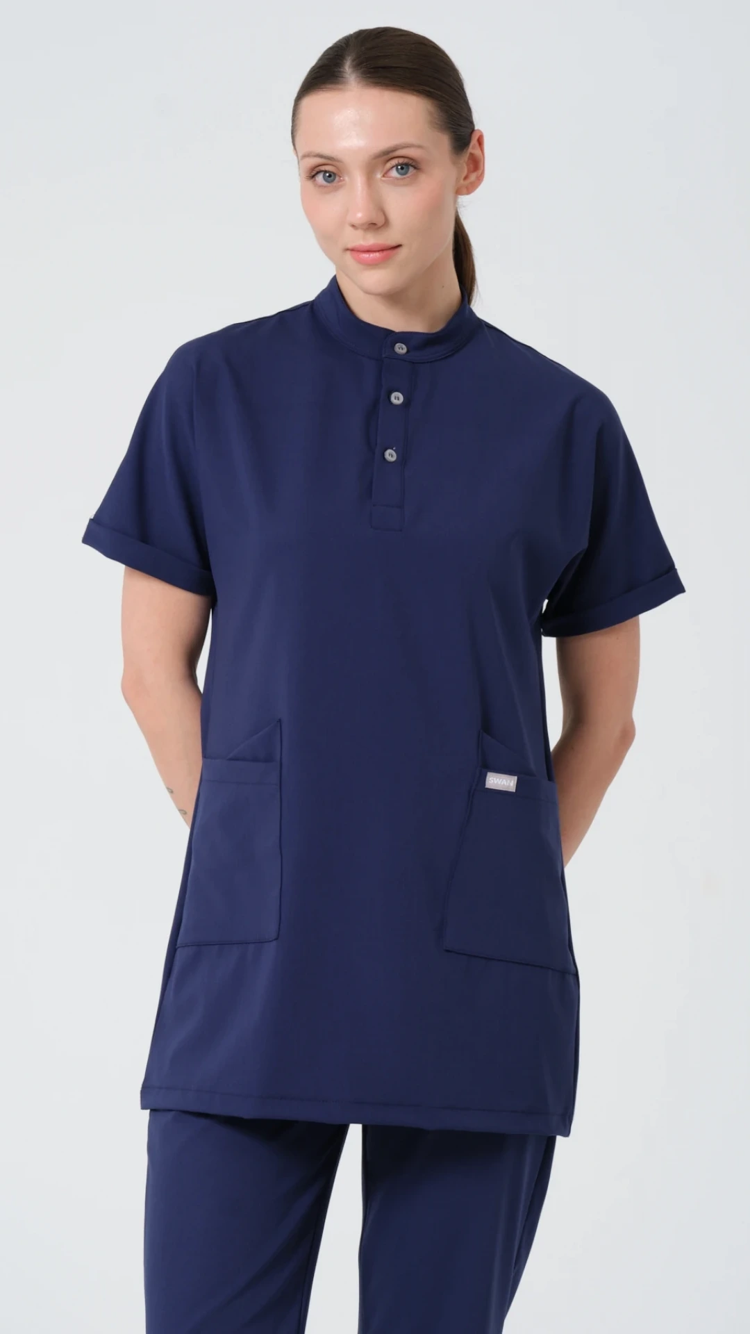 Patrıot Blue (Lacivert) Hemşire Tesettür Üst Üniforma (Elıte)