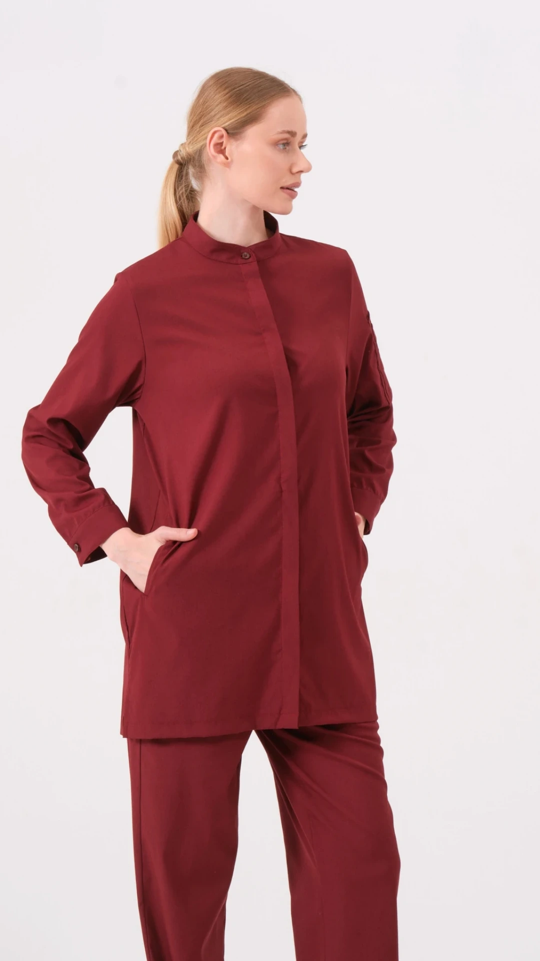 Perla - Bordo Kadın Tesettür Üst Üniforma