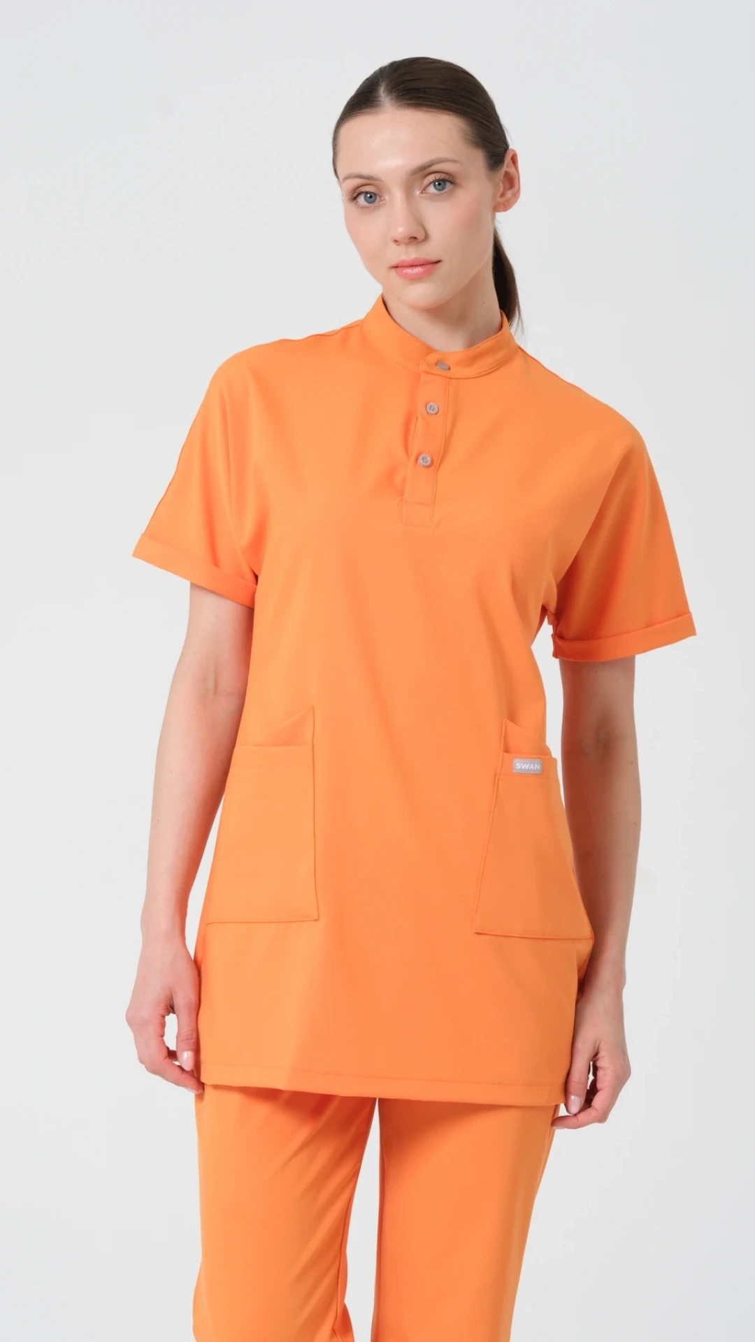 Turuncu- Klinik Destek İşçi Tesettür Üst Üniforma (Elıte)