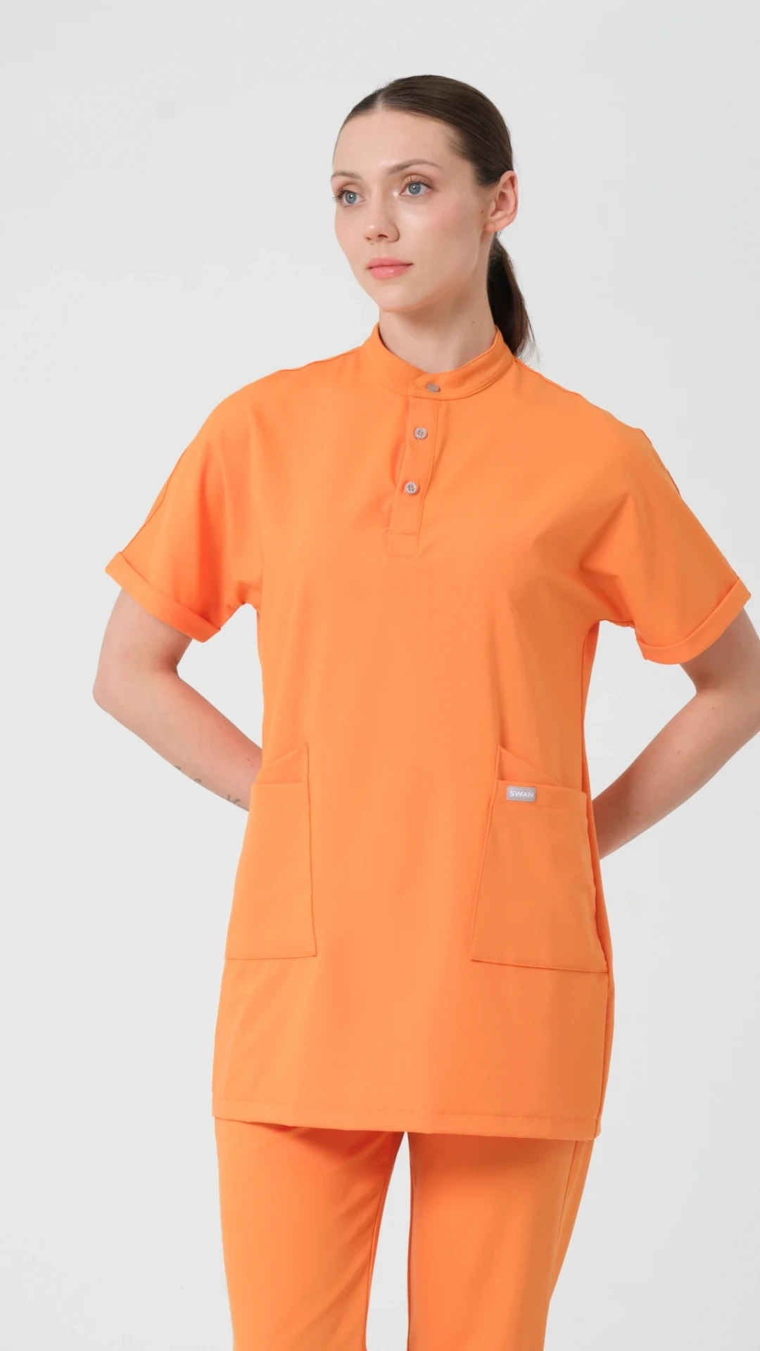 Turuncu- Klinik Destek İşçi Tesettür Üst Üniforma (Elıte)