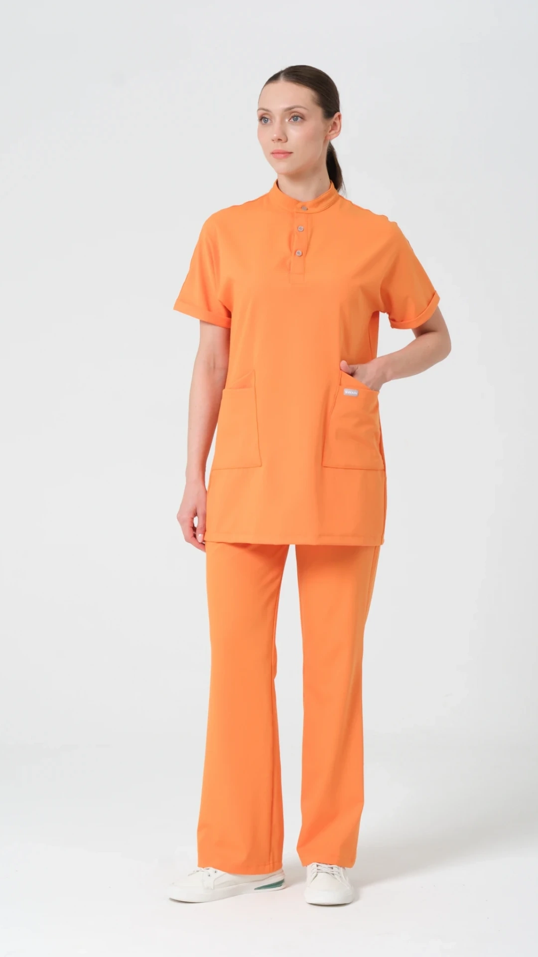 Turuncu- Klinik Destek İşçi Tesettür Üst Üniforma (Elıte)