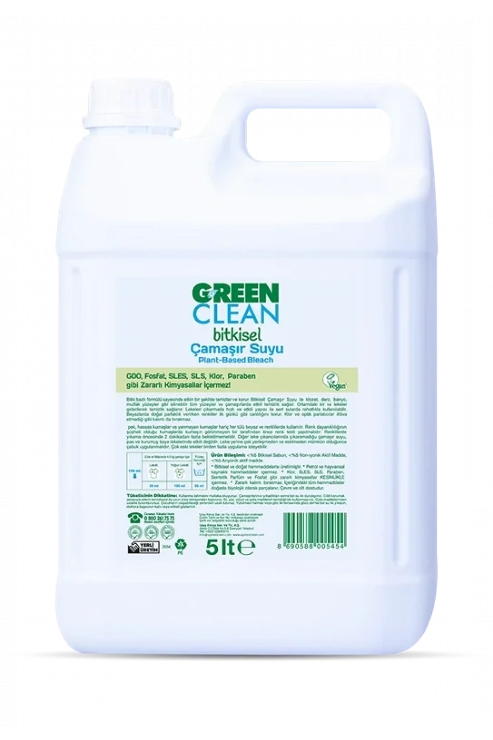 Green Clean Bitkisel Çamaşır Suyu 5 Lt
