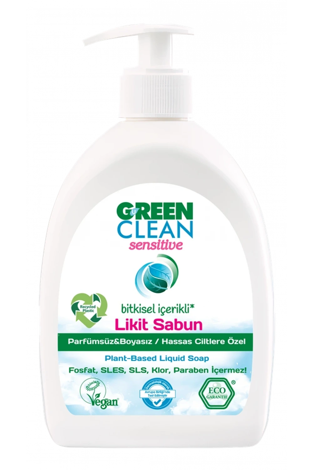 Green Clean Bitkisel Likit Sabun Parfümsüz Ve Boyasız 500 Ml