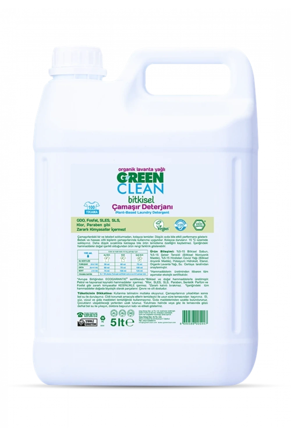 Green Clean Bitkisel Çamaşır Deterjanı 5 Lt