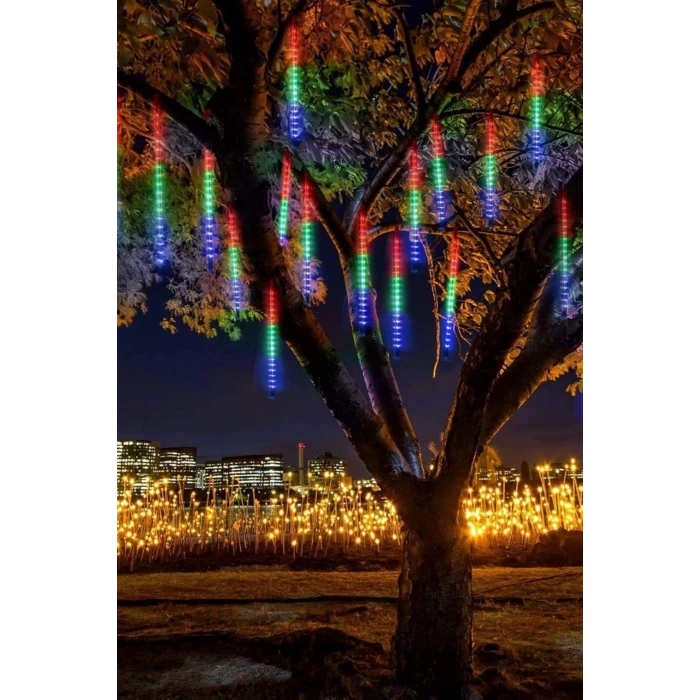 10lu 45 CM Uzunluğunda Plastik Meteor 2m Kablo LED USB RGB Ağaç Işığı – Renk Değiştiren Asmalı Dekoratif Bahçe ve Dış Mekan Aydınlatması
