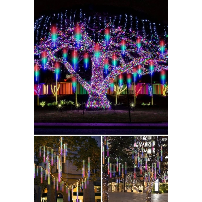 10lu 45 CM Uzunluğunda Plastik Meteor 2m Kablo LED USB RGB Ağaç Işığı – Renk Değiştiren Asmalı Dekoratif Bahçe ve Dış Mekan Aydınlatması