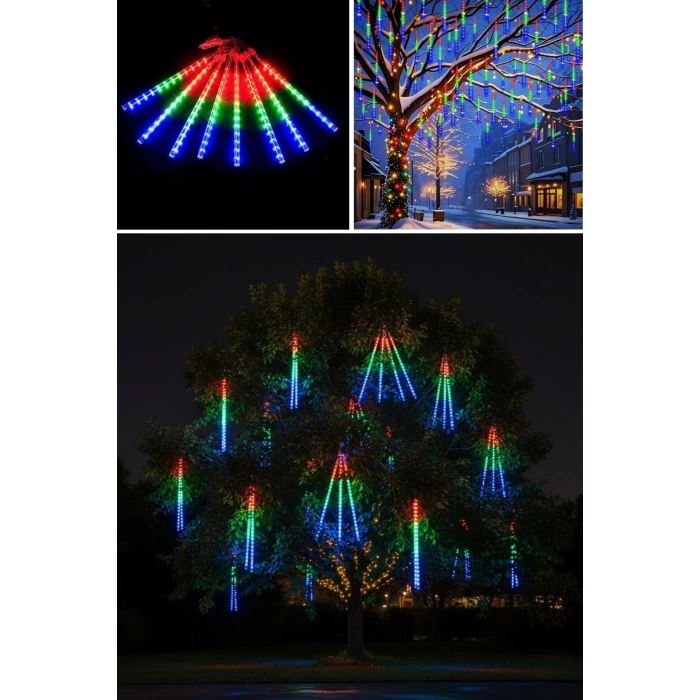 10lu 45 CM Uzunluğunda Plastik Meteor 2m Kablo LED USB RGB Ağaç Işığı – Renk Değiştiren Asmalı Dekoratif Bahçe ve Dış Mekan Aydınlatması