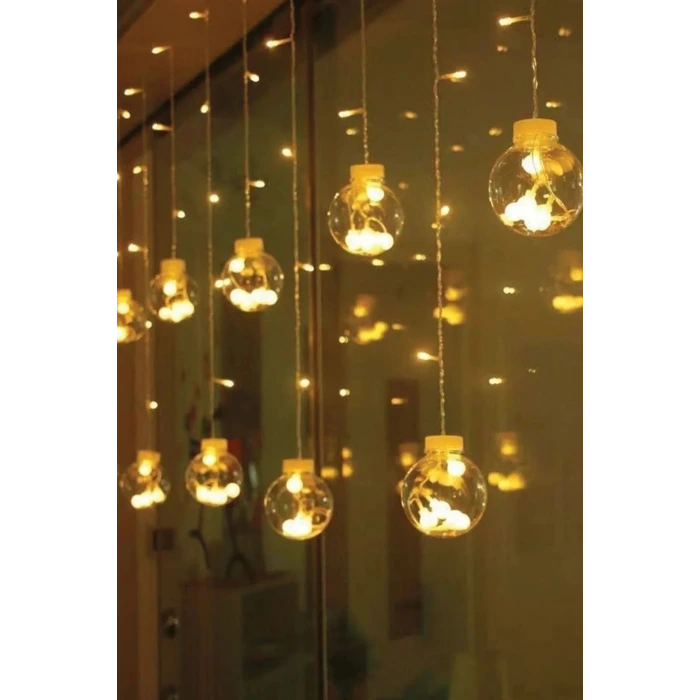 10 Sarkıtlı Kumandalı Dekoratif Top İçi Mini Toplu LED Günışığı Rengi Dekoratif Aydınlatma