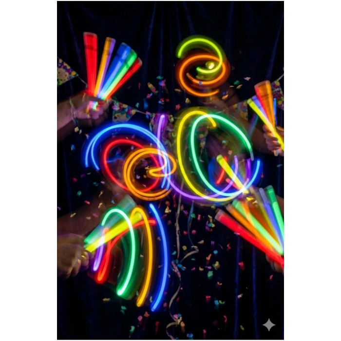 100 Adet Fosforlu Glow Stick Parti Seti | Bileklik, Kolye ve Eğlenceli Işık Çubukları