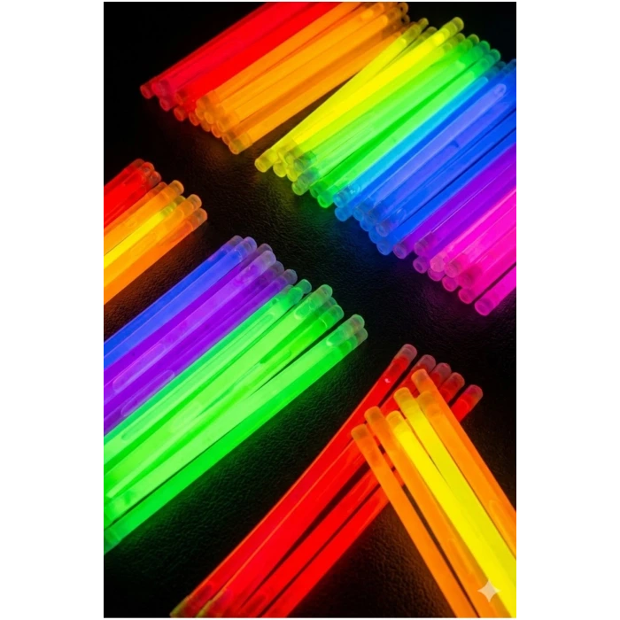 100 Adet Fosforlu Glow Stick Parti Seti | Bileklik, Kolye ve Eğlenceli Işık Çubukları