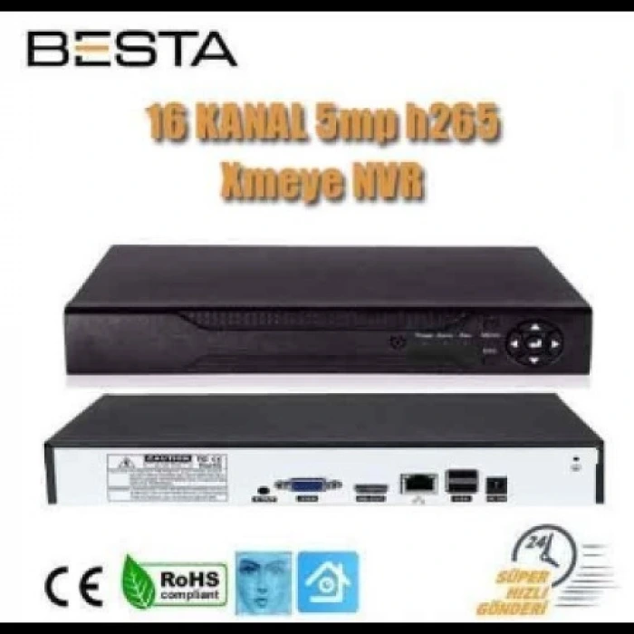16 Kanal 5 MP H265 Xmeye Nvr Güvenlik Kamerası Kayıt Cihaz KD-3616
