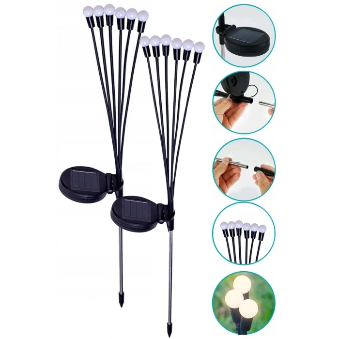 2 Adet Güneş Enerjili Plastik Bahçe Lambası – LED Dış Mekan Top Aydınlatma, Otomatik Açılıp Kapanan Solar Işık