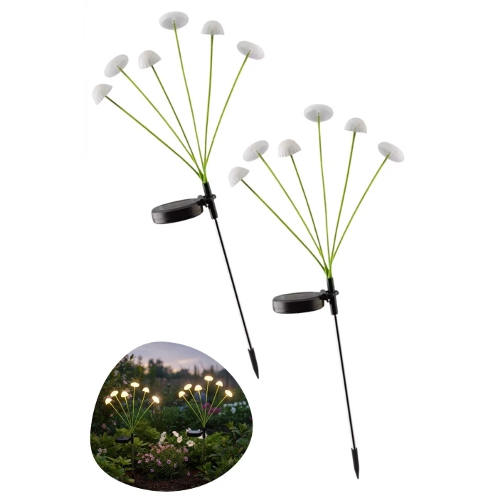 2 Adet Plastik Mantar Solar Bahçe Lambası – Güneş Enerjili LED Dış Mekan Aydınlatma, Otomatik Sensörlü Dekoratif Bahçe Işığı