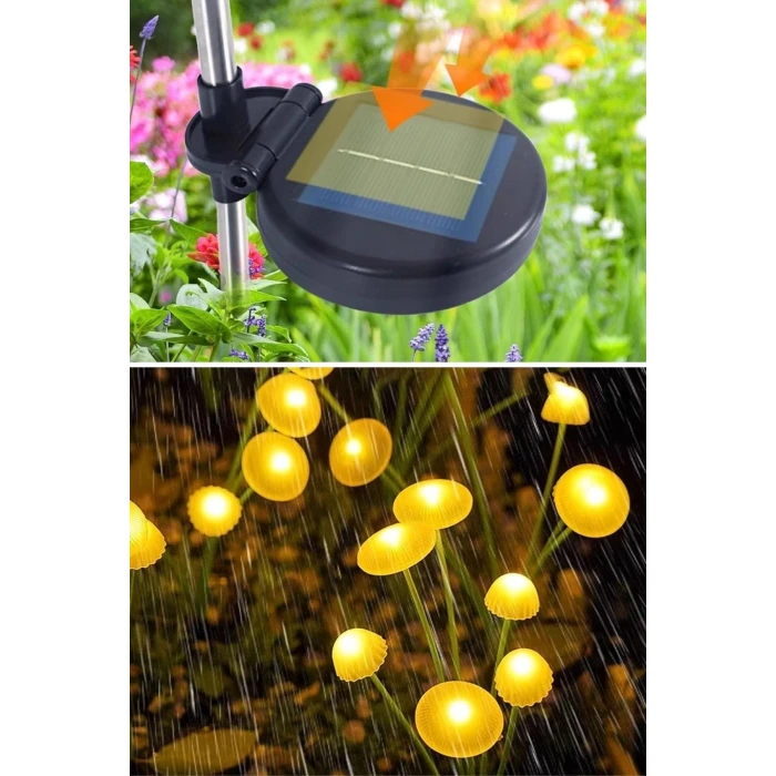 2 Adet Plastik Mantar Solar Bahçe Lambası – Güneş Enerjili LED Dış Mekan Aydınlatma, Otomatik Sensörlü Dekoratif Bahçe Işığı