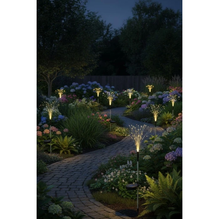 2 Adet Saçak Model Solar Bahçe Lambası – Güneş Enerjili LED Dış Mekan Aydınlatma, Otomatik Sensörlü Dekoratif Işık