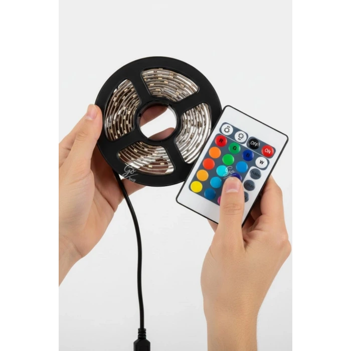 2 Metre Kumandalı USB LED Şerit Işık – Renk Ayarlı Dekoratif Ortam ve Ambiyans Aydınlatması