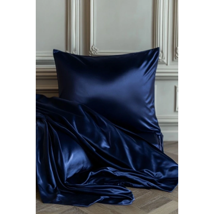 2’li İpek Dokulu Saten Lacivert Yastık Kılıfı 50x70 – Mikrosaten, Saç ve Cilt Dostu