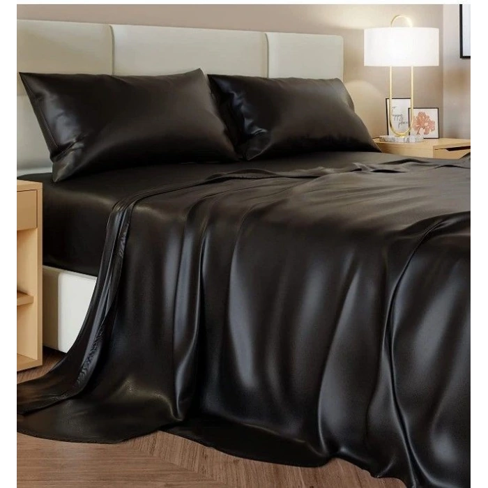 2’li İpek Dokulu Saten Yastık Kılıfı 50x70 – Siyah – Mikrosaten, Saç ve Cilt Dostu