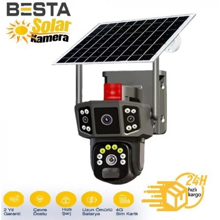 3+3+3 MP SİM KARTLI SOLAR KABLOSUZ GÜVENLİK KAMERASI BS-2088