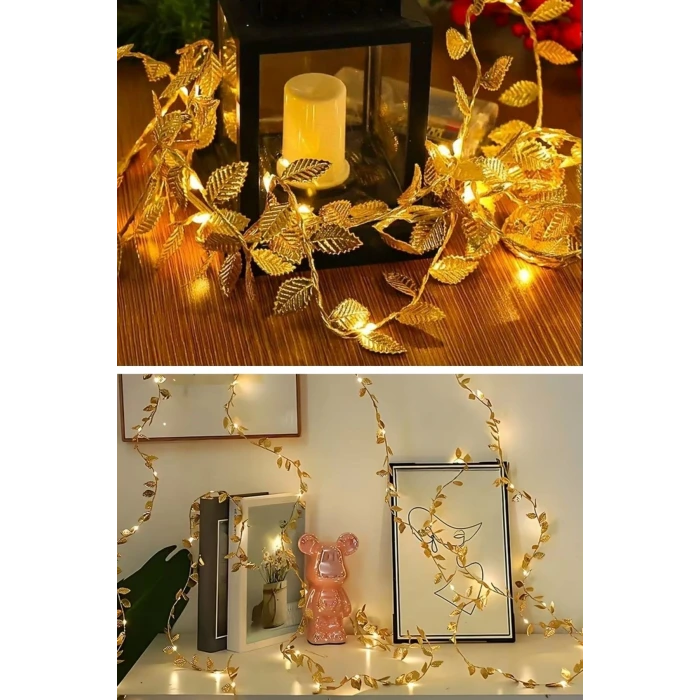 3 Metre Yaldızlı Gold LED Işık – Dekoratif Ortam ve Yılbaşı Aydınlatması