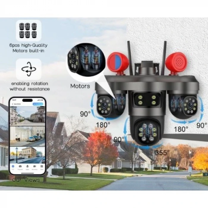 3 MP + 3MP + 3MP 3 KAMERALI WİFİ KABLOSUZ GÜVENLİK KAMERASI BS-55W