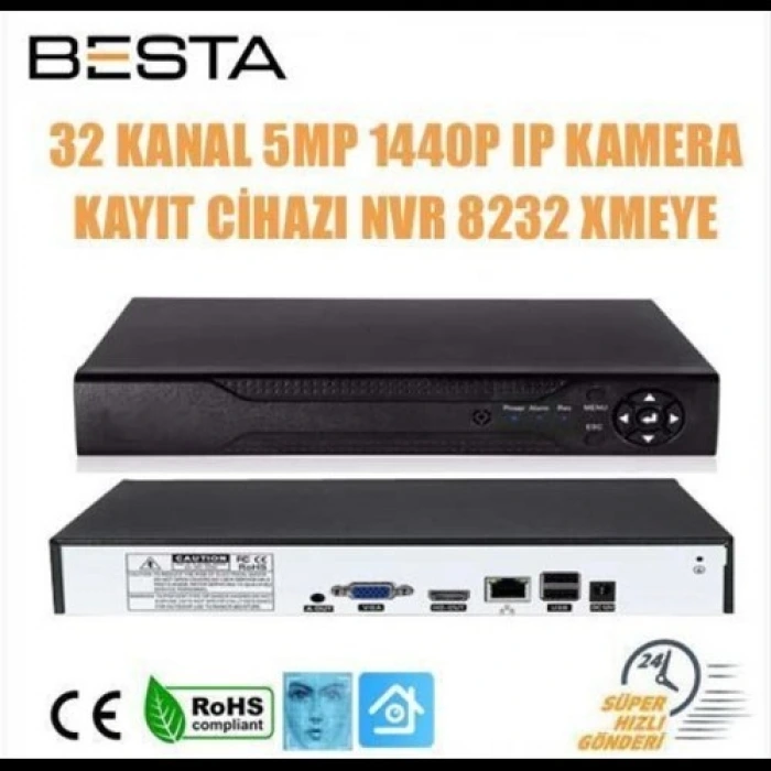 32 KANAL 5MP 1440P IP KAMERA KAYIT CİHAZI NVR 8232 XMEYE