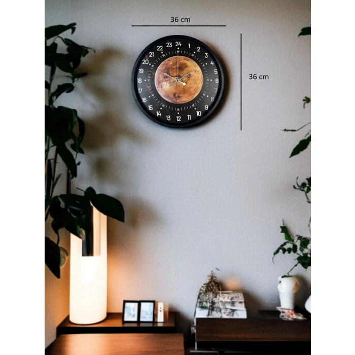36 Cm 24 Saat Göstergeli Özel Tasarım Duvar Saati