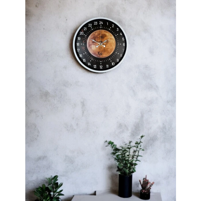 36 Cm Beyaz 24 Saat Göstergeli Özel Tasarım Duvar Saati