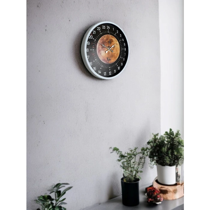 36 Cm Beyaz 24 Saat Göstergeli Özel Tasarım Duvar Saati