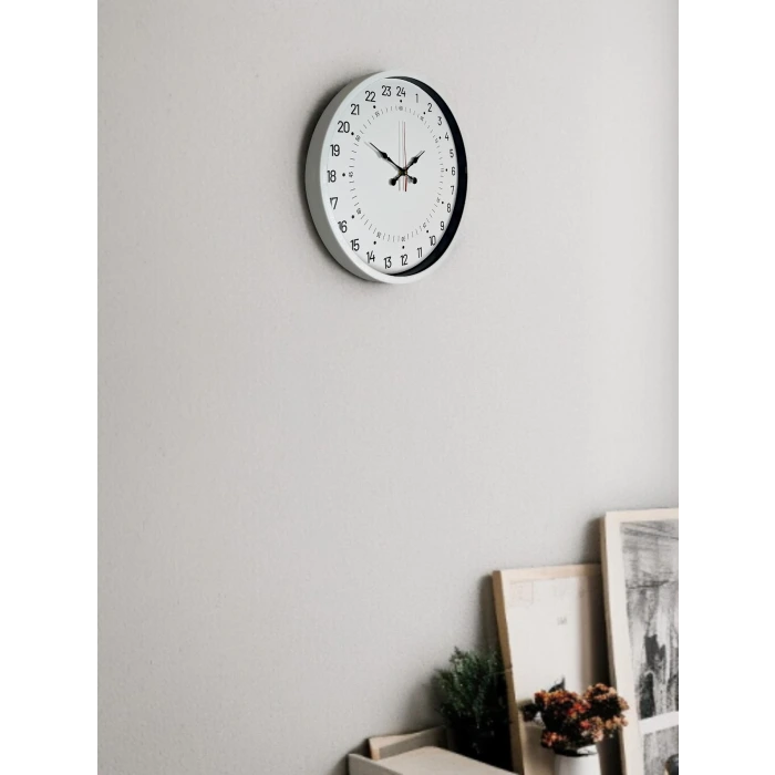 36 Cm Beyaz 24 Saat Göstergeli Özel Tasarım Duvar Saati