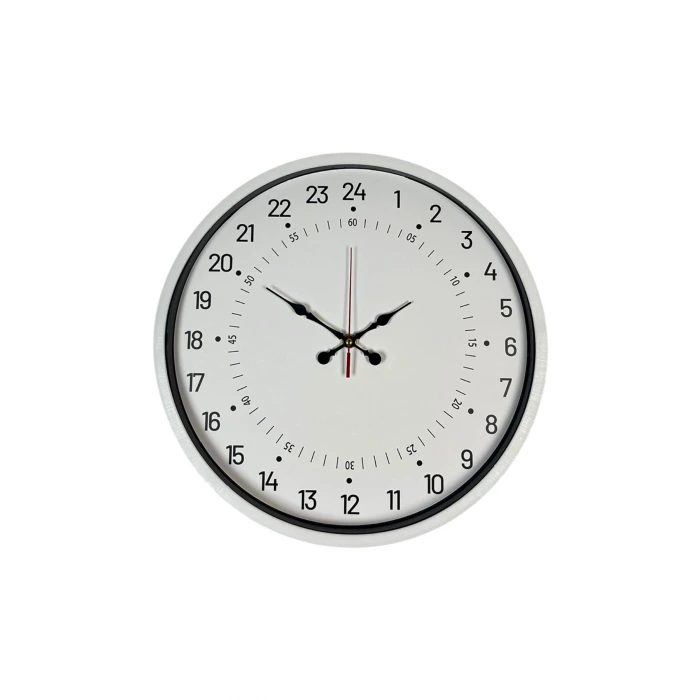 36 Cm Beyaz 24 Saat Göstergeli Özel Tasarım Duvar Saati