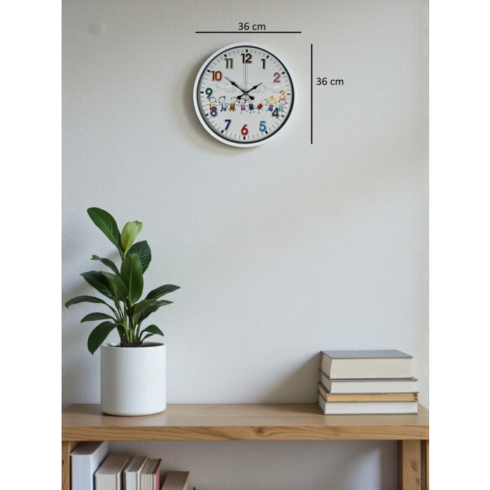 36 Cm Beyaz Çocuk Odası Duvar Saati