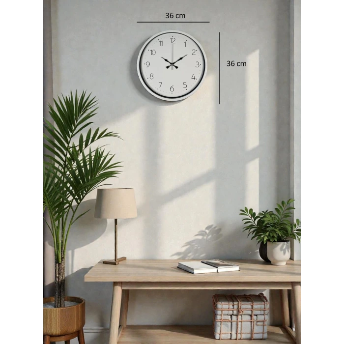 36 Cm Beyaz Dekoratif Duvar Saati