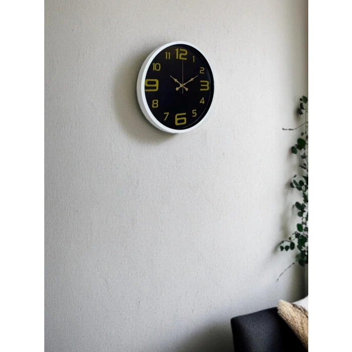 36 Cm Beyaz Gold Rakamlı Dekoratif Duvar Saati