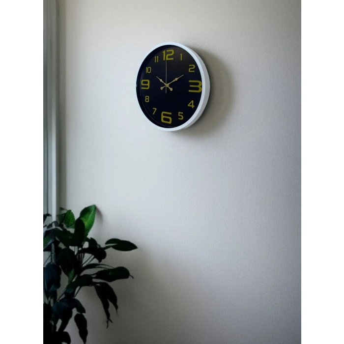 36 Cm Beyaz Gold Rakamlı Dekoratif Duvar Saati