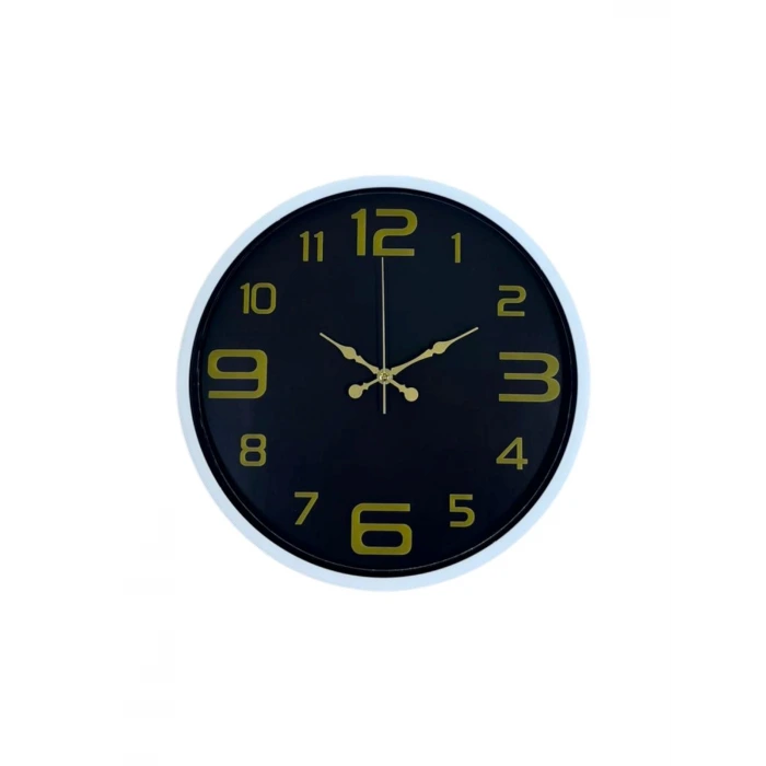 36 Cm Beyaz Gold Rakamlı Dekoratif Duvar Saati