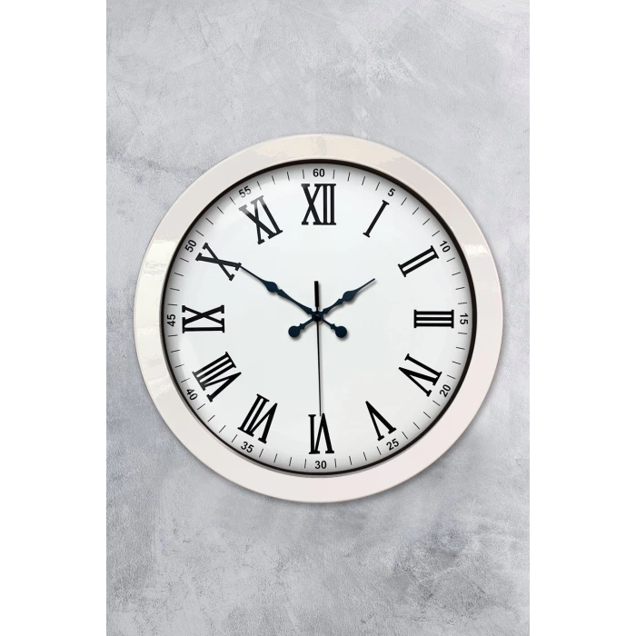 36 cm Beyaz Metal Roma Rakamlı Duvar Saati