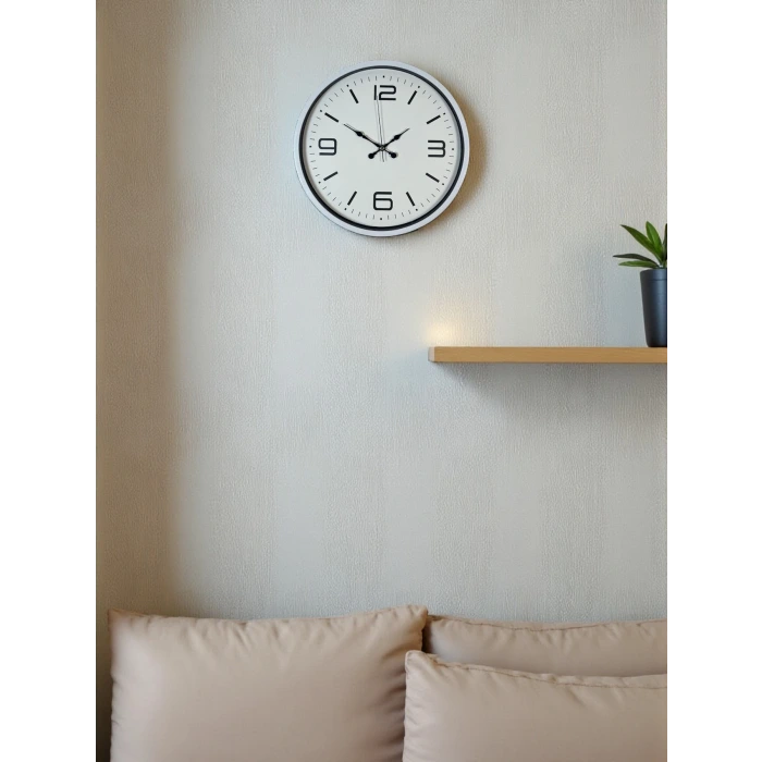36 Cm Beyaz Modern Dekoratif Duvar Saati