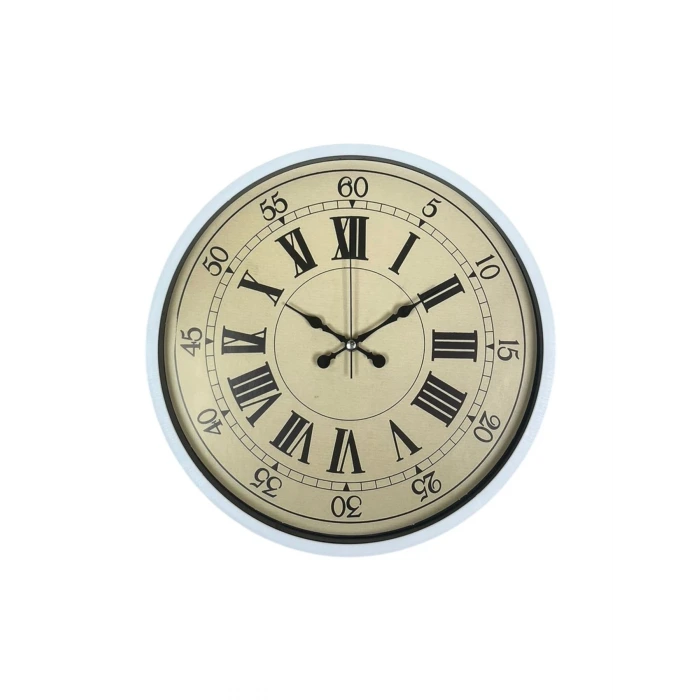 36 Cm Beyaz Retro Dekoratif Duvar Saati