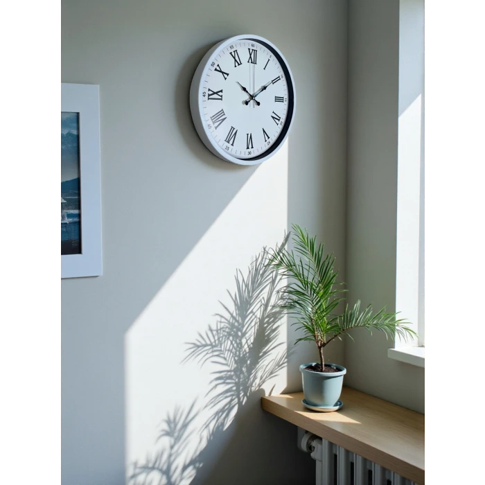 36 Cm Beyaz Roman Rakamlı Duvar Saati