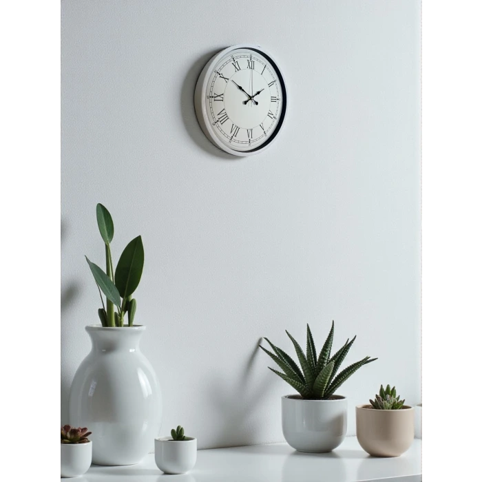 36 Cm Beyaz Roman Rakamlı Duvar Saati