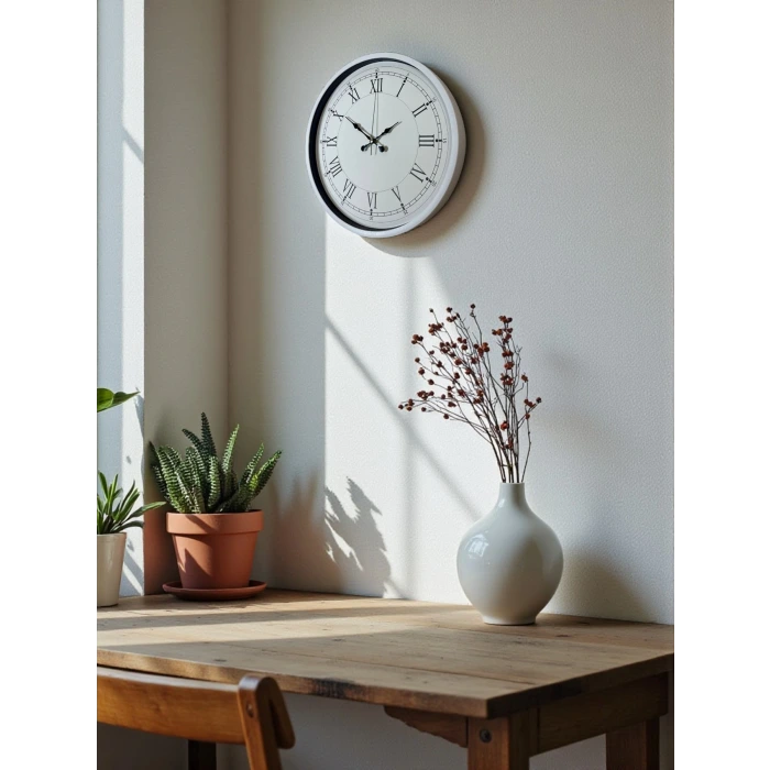 36 Cm Beyaz Roman Rakamlı Duvar Saati