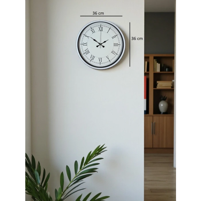 36 Cm Beyaz Roman Rakamlı Duvar Saati