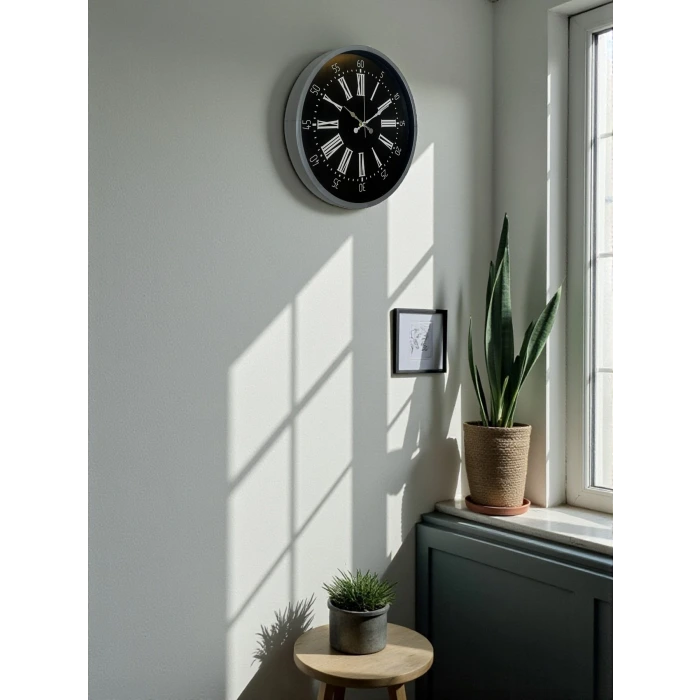 36 cm Dekoratif Gri Duvar Saati